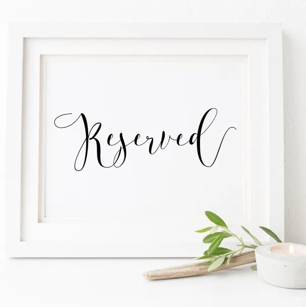 Reserved Wedding Sign Reserved Seating Poster Print