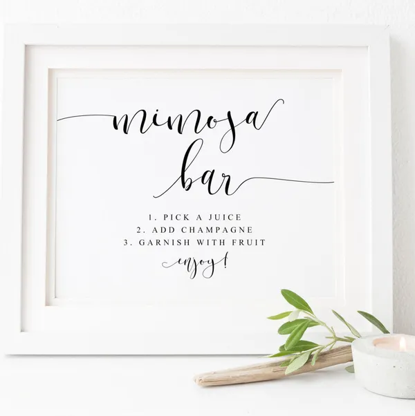 Mimosa Bar Sign Wedding Drinks Open Bar Print