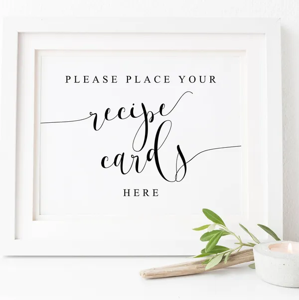 Wedding Recipe Card Sign, Bridal Shower Art Print