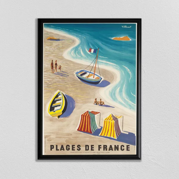 France Travel Poster, Vintage Paris and Riviera