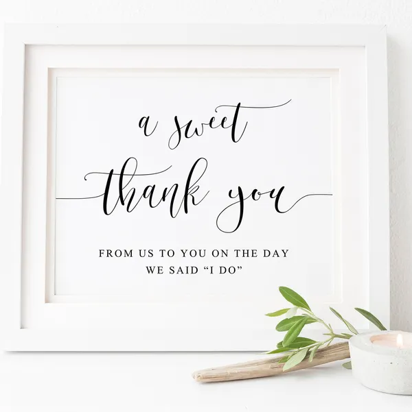 Sweet Wedding Thank You Favor Sign Art Print