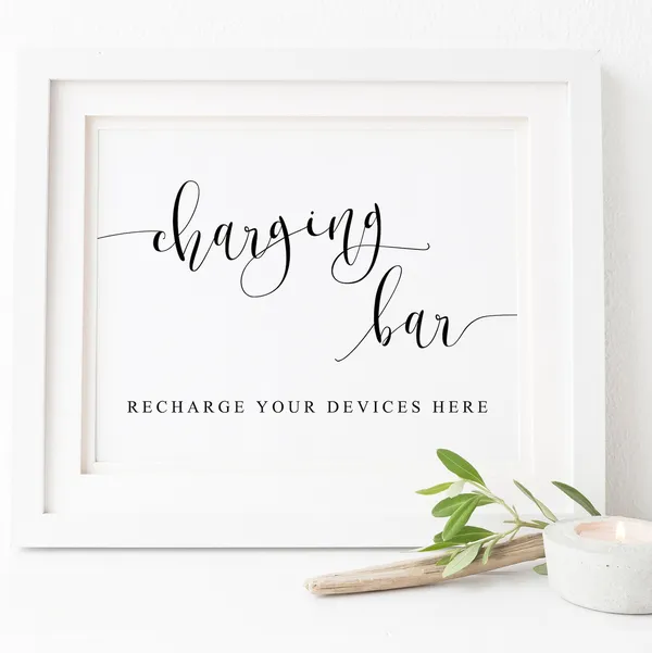 Wedding Charging Station Sign, Reception Wall Art Print
