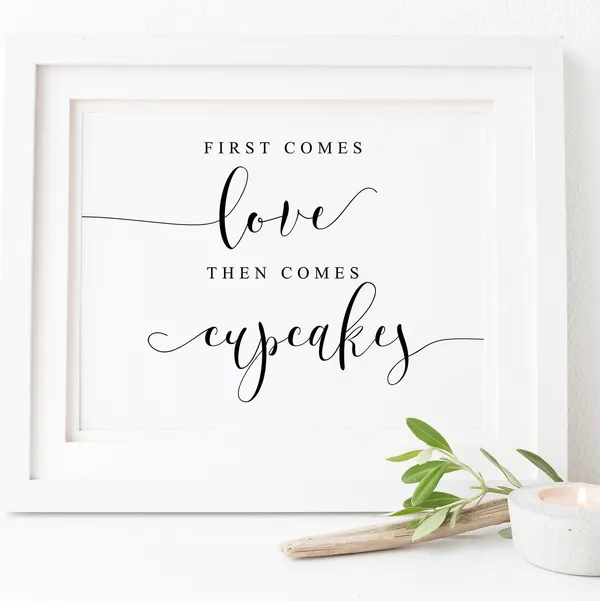 First Comes Love Then Comes Cupcake Wedding Poster