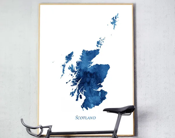 Scotland Map Watercolor Poster, Travel Wall Art