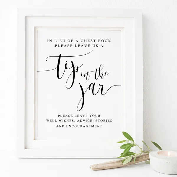 Wedding Tip Jar Sign, Guestbook Advice Art Print