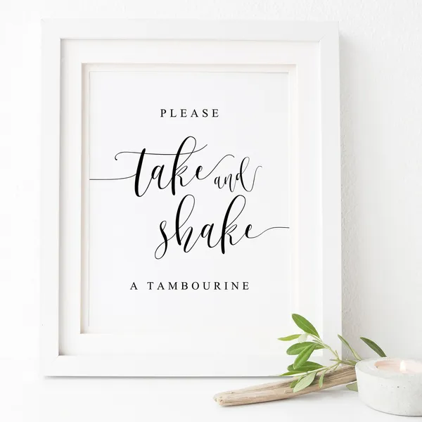 Please Take a Shake Tambourine Wedding Sign