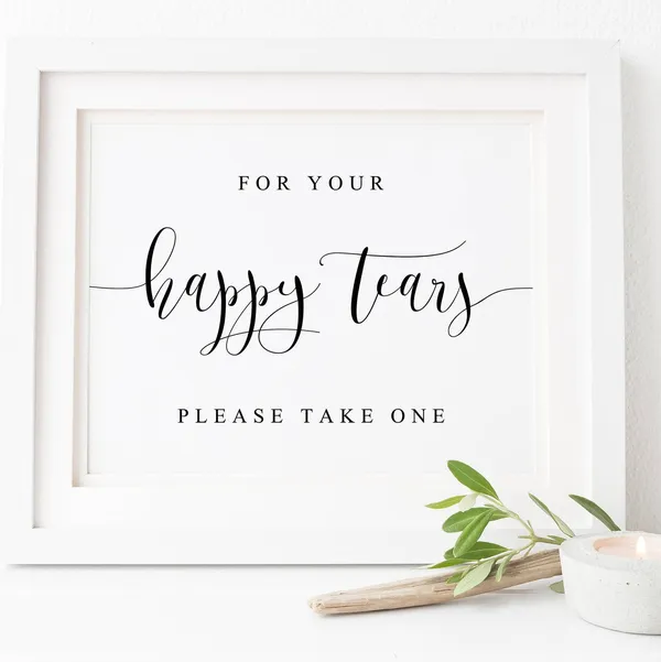 For Your Happy Tears Wedding Tissues Sign Print