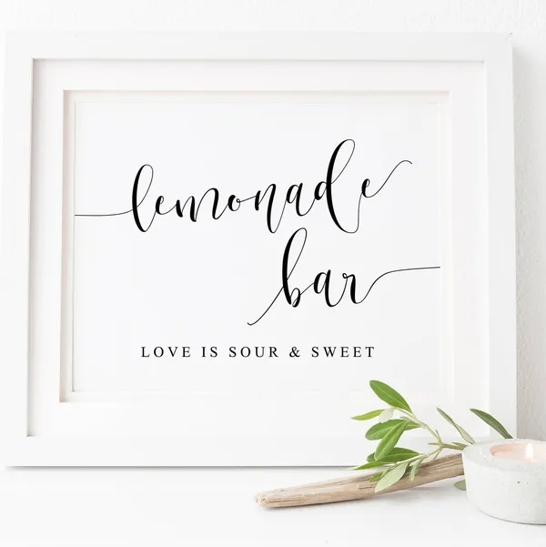 Lemonade Bar Sign, Wedding Beverage Station Print