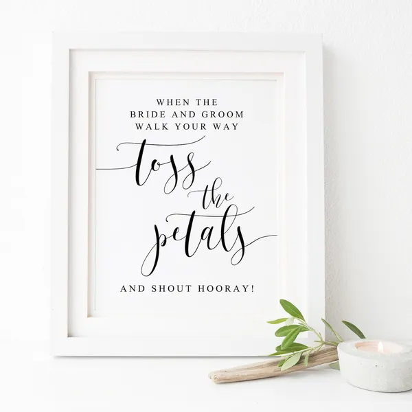 Wedding Petal Toss Sign, Ceremony Direction Poster