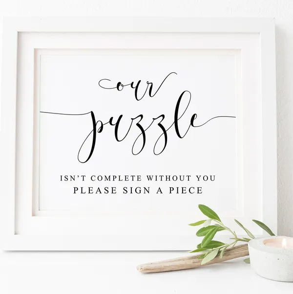 Puzzle Piece Guestbook Sign, Wedding Love Wall Art Print
