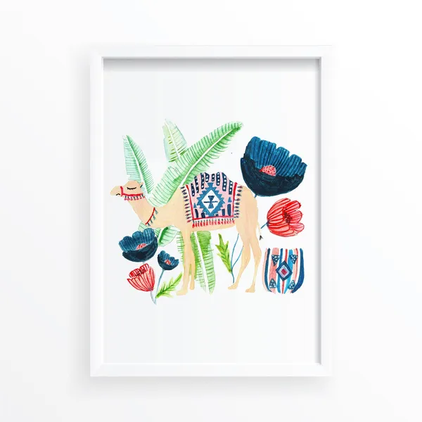 Camel Nursery Wall Art, Moroccan Boho Animal Print