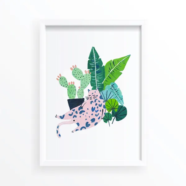 Plant Cat Art Print, Cat Lover Home Decor