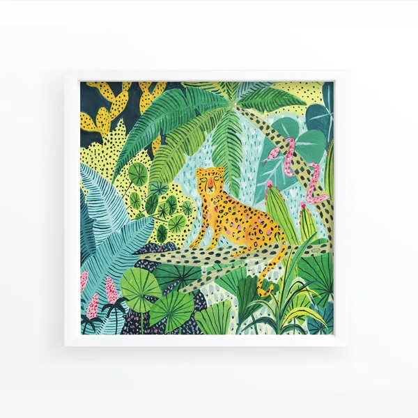 Leopard Print Botanical Jungle Safari Nursery Art Print