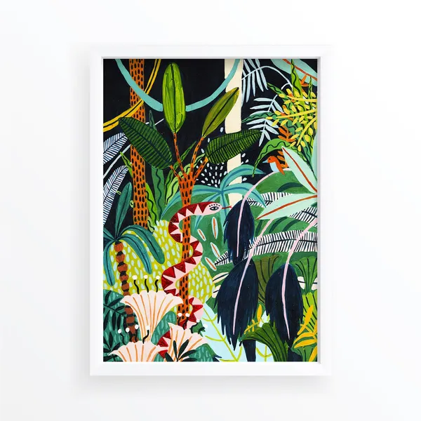 Snake Botanical Illustration, Jungle Safari Art Print