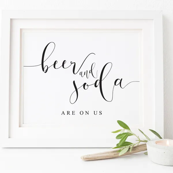Beer And Soda Wedding Bar Sign, Drink Art Print