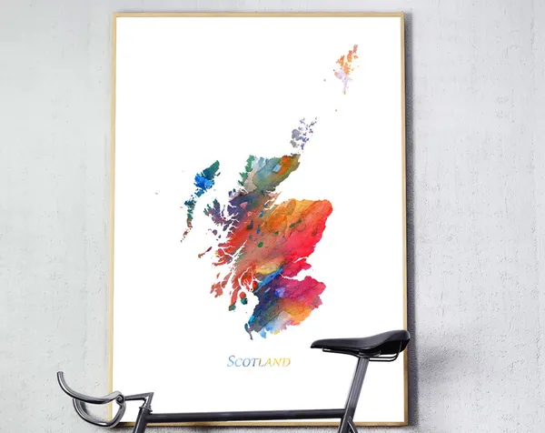 Scotland Map Watercolor Poster, Travel Art Print