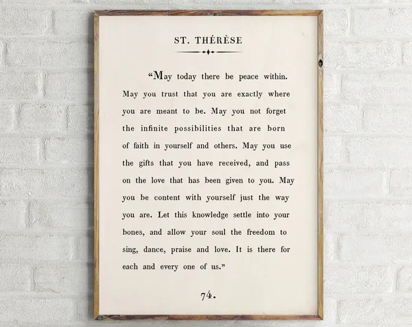 St Therese Quote Print, Vintage Book Page Art Print