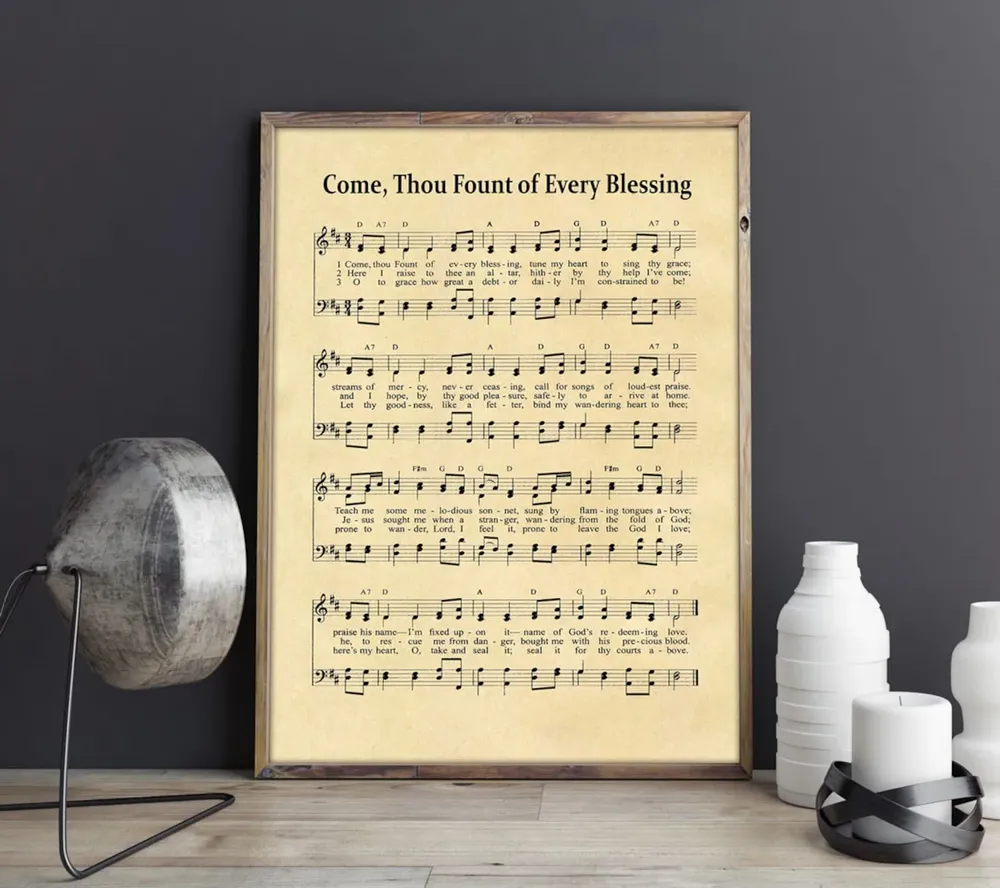 Come Thou Fount Hymn Sheet Music, Sunday School Poster - Image 2