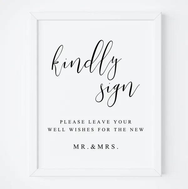 Kindly Sign Guestbook Wedding Guestbook Art Print