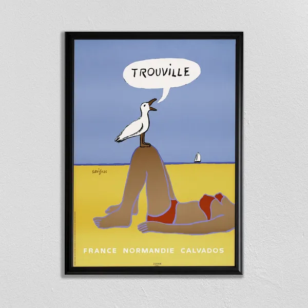 Trouville Travel Poster, Paris Skyline Beach Art Print