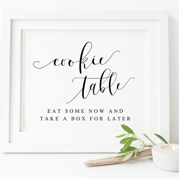 Cookie Table Sign, Wedding Dessert Bar Art Print