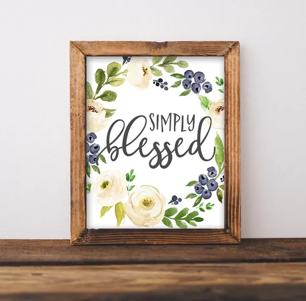 Simply Blessed Farmhouse Christian Art Print