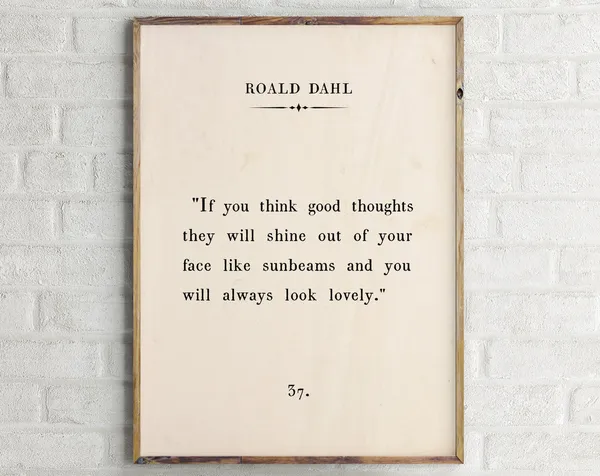 Roald Dahl Quote Print, Vintage Book Wall Art