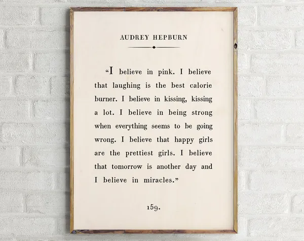 Audrey Hepburn Quote Inspirational Wall Art Print