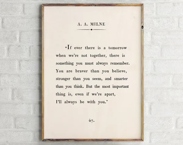 Winnie the Pooh Quote Art Print, Vintage Book Page