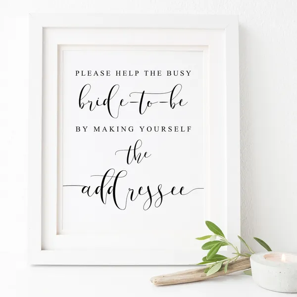 Bridal Shower Address Sign, Wedding Address Envelope Art Print