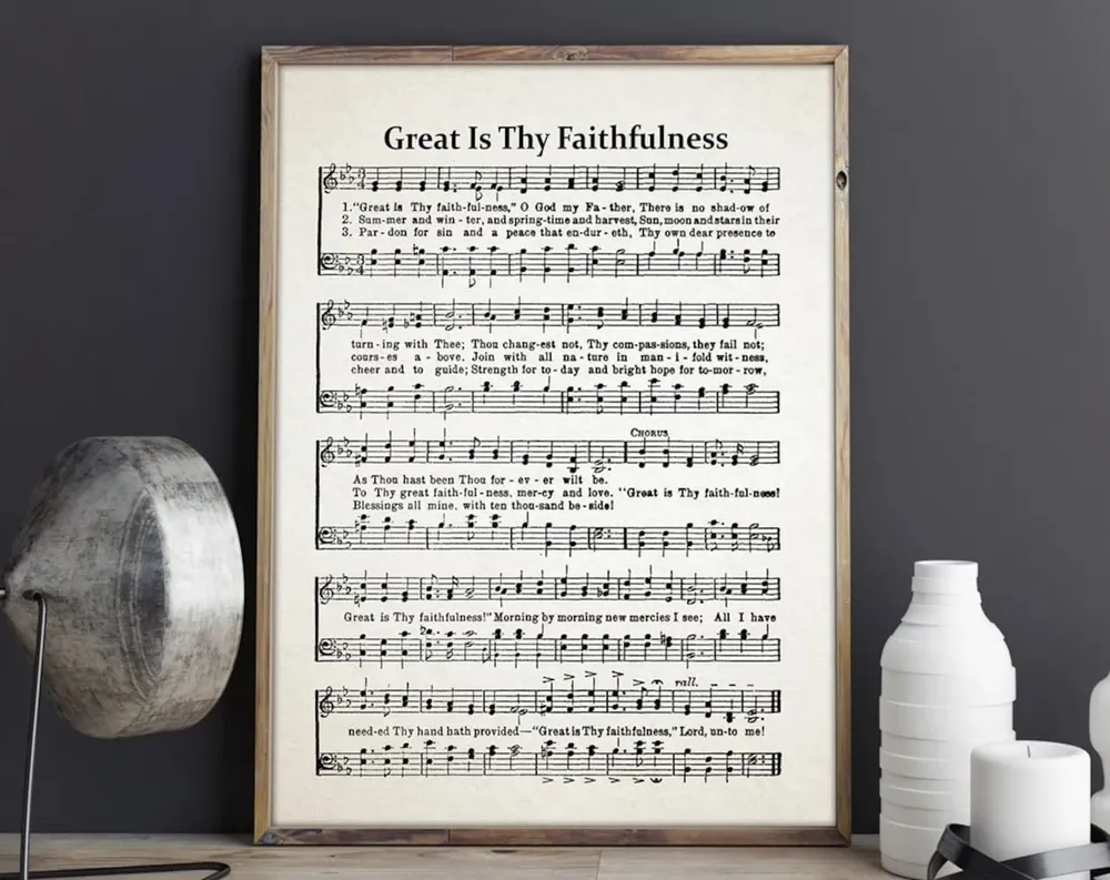 Great Is Thy Faithfulness Hymn Sheet Music Art Print