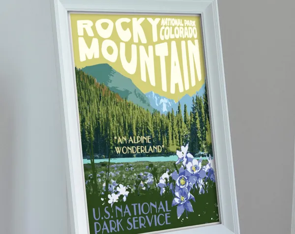 Rocky Mountain National Park Vintage Style Art Print