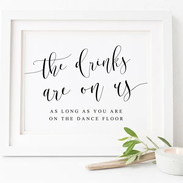 Wedding Drink Sign, Open Bar Celebration Poster