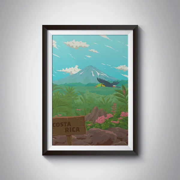 Costa Rica Travel Poster, Retro Vintage National Parks