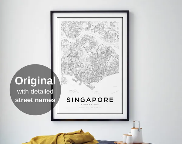 Singapore Map Poster, Minimalist Asia Travel Gift