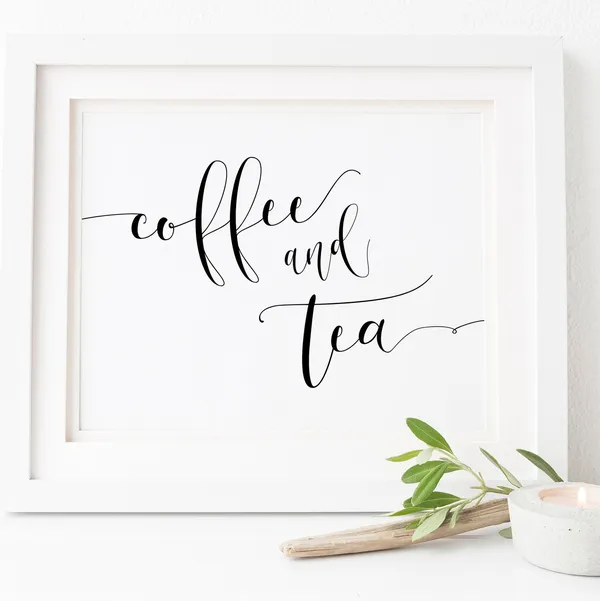 Coffee And Tea Sign, Wedding Party Decor Print