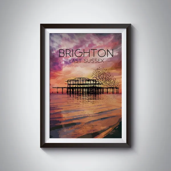 Brighton Beach Travel Poster, West Pier East Sussex