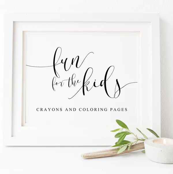 Kids Table Wedding Sign, Wedding Decor Art Print