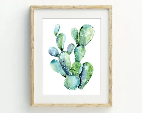 Watercolor Cactus Art Print, Southwestern Botanical Decor
