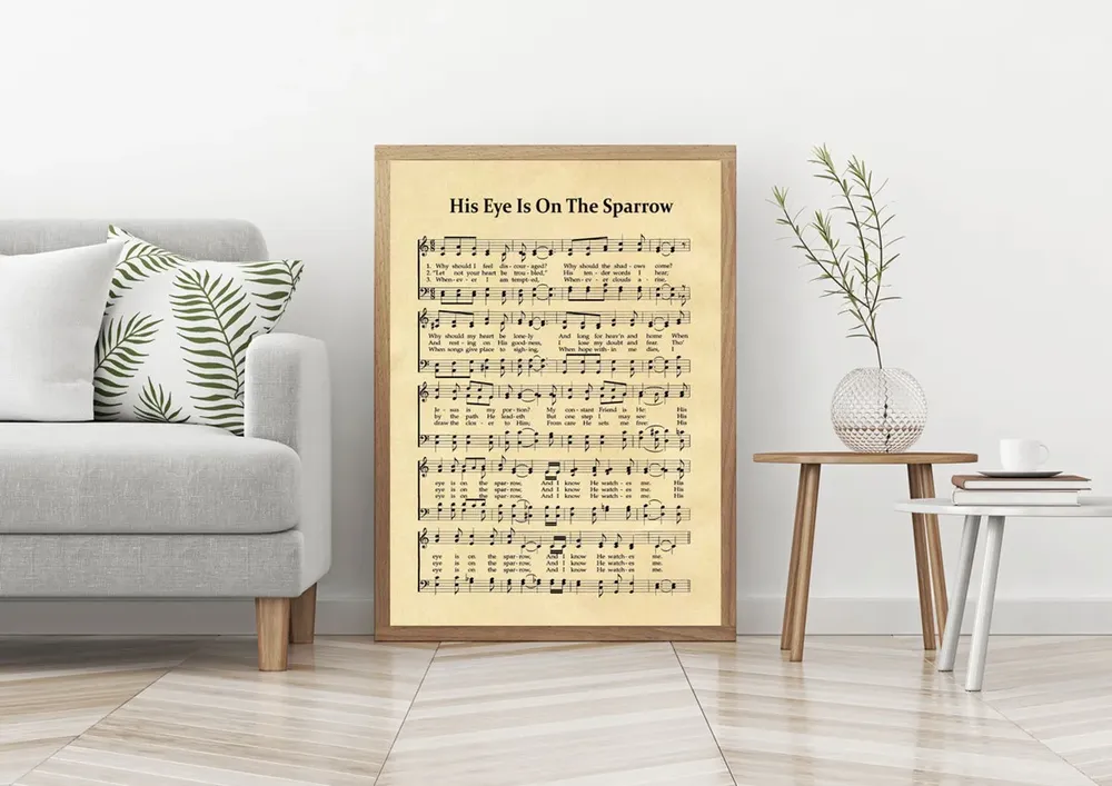His Eye Is On The Sparrow Hymn Sheet Art Print - Image 2
