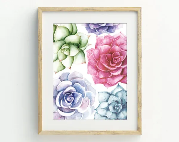 Watercolor Succulents Print, Southwestern Decor