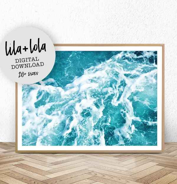 Ocean Waves Photography Print, Minimalist Coastal Decor