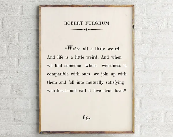 Robert Fulghum Quote Print, Vintage Book Page Poster