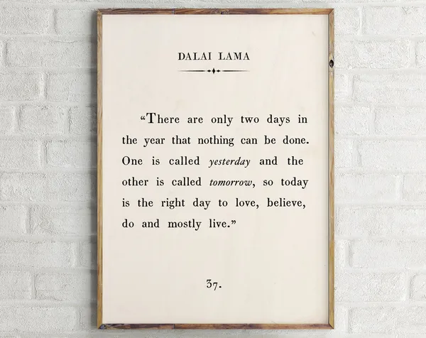 Dalai Lama Quote Print, Vintage Book Page Poster