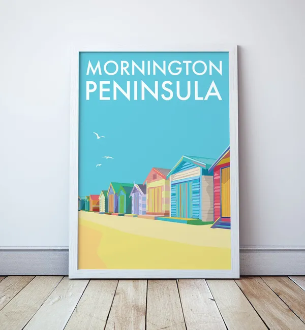 Mornington Peninsula Travel Poster, Beachbox Beachhut