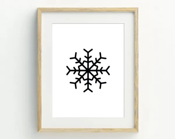 Snowflake Art Print, Minimalist Christmas Wall Art