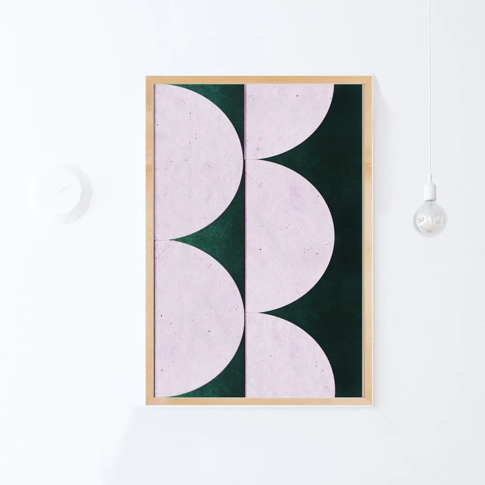Emerald Green Geometric Art Print, Mid-Century Modern - Image 3