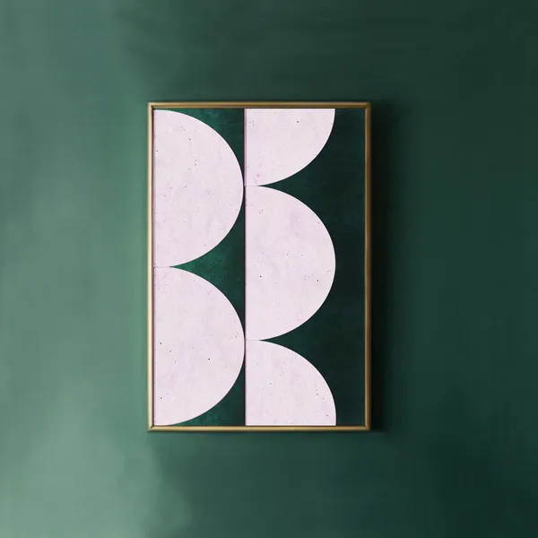 Emerald Green Geometric Art Print, Mid-Century Modern