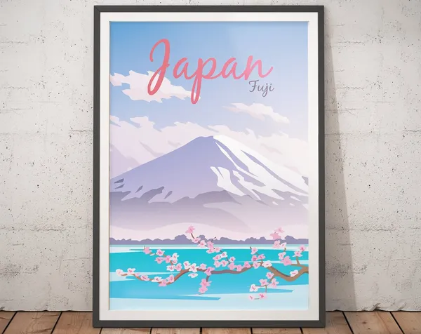 Japan Vintage Travel Poster, Minimalist Art Print