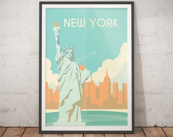 New York Vintage Travel Poster, Minimalist Art Print